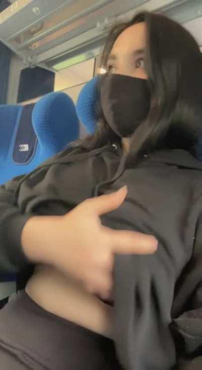 Flashing my tits on the train