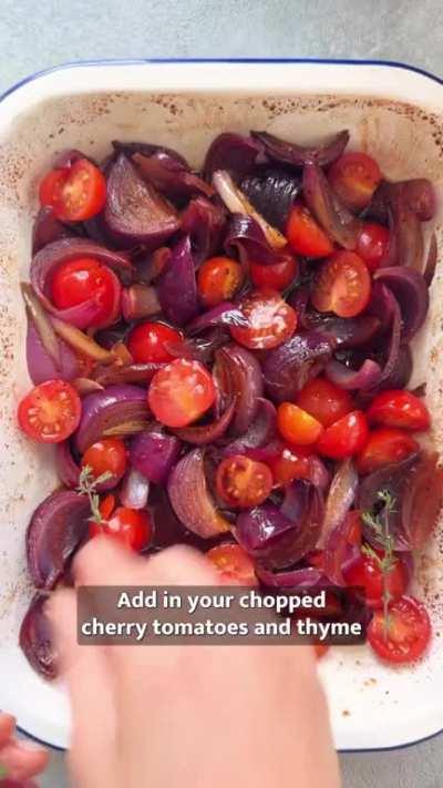 Roasted Balsamic Red Onion and Cherry Tomato Pasta