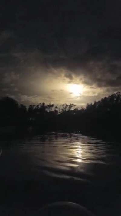 A view of the rocket launch from kayaks in the nearby water