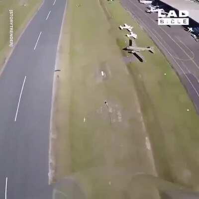 Landing on a motorcycle