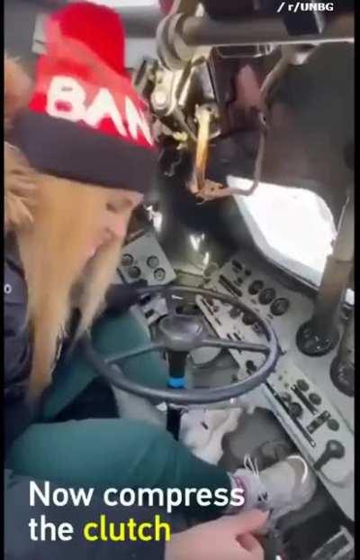 Ukrainian girl posts video on how to drive a Russian tank.