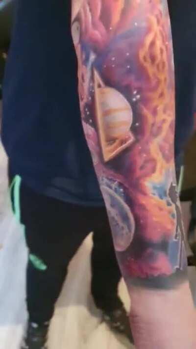 My new Rick and Morty inspired space half sleeve