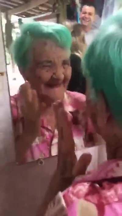 This Grandma always wanted to dye her hair and it finally happened