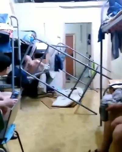 WCGW when trying to get off a bunk bed...