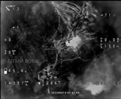 Ukrainian AT-grenade-dropping drone destroys a Russian tank in the vicinity of Izyum, Kharkiv Oblast