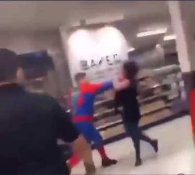 spiderman knocks a bitch out