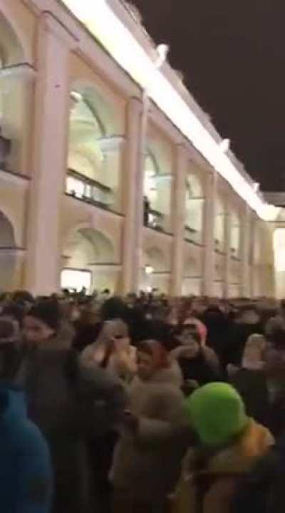 The main street in St Petersburg, Russia Wed night. The crowd is chanting &quot;No to War!&quot; &quot;Shame!&quot; &amp;amp; &quot;Ukraine is not our enemy!&quot;