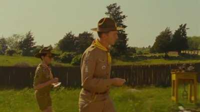 Wes Anderson certainly knows how to pull off visual comedy - Camp Ivanhoe scene from Moonrise Kingdom