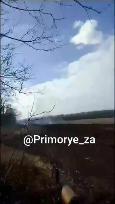 Russian marines from the 155th Guards Naval Infantry Brigade shoot down a Ukranian FPV drone with their AKs