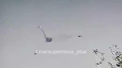 The moment Russian ka52 gets shot down near Robotyne by Ukrainian MANPADS