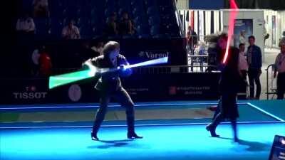 Star Wars fencing dual at the 2015 Moscow World Fencing Championships.