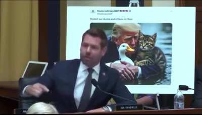 Eric Swalwell roasts Jim Jordan for posting pics of Donald Trump saving pets from immigrants