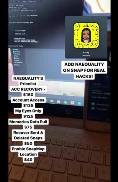 Add naequality on Snapchat to order account hacks for social media , account access, account recovery, my eyes only &amp;amp; more! Link in comments below 👇