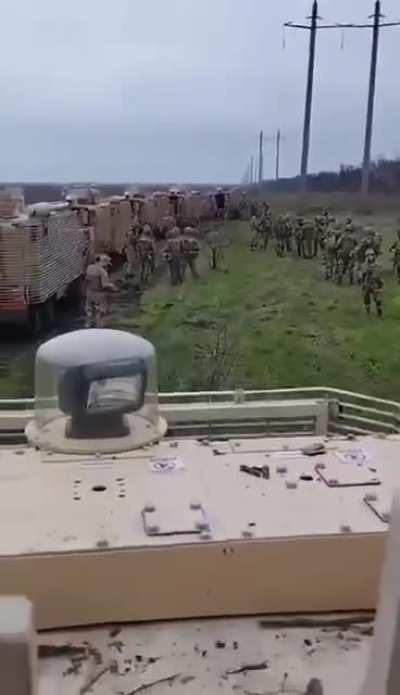 A column of British armored cars 