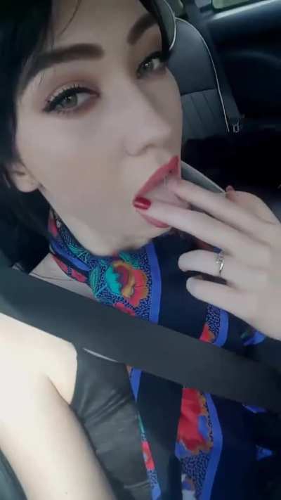 Aria Alexander Rubs Her Pussy in The Car