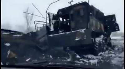 Russian military column annihilated by the Ukrainian Army near Kharkiv this morning. Russian losses are mounting quickly.