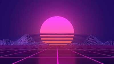 'Hotline Miami' pink sunset with scrolling black lines - vaporware-esk