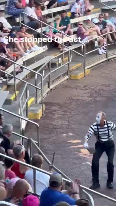 Teenage Girl Stops Mime Performance