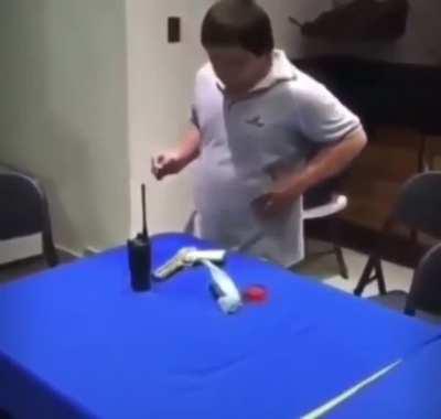 Kid with Down syndrome vibing out to a corrido with his daddy’s toy as he appears to be smoking