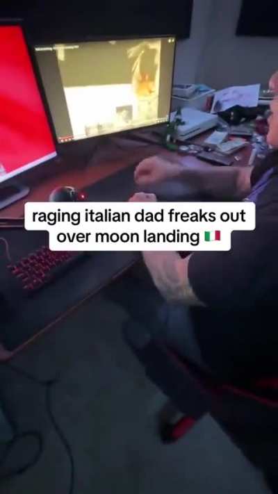 Raging Italian dad freaks out over Moon landing