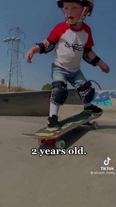 Skateboarding progress from 1-3 years old