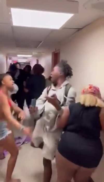 Girls Fight In College Dorm Hallway