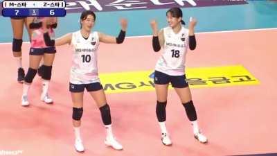 Korean woman volleyball all star dancing