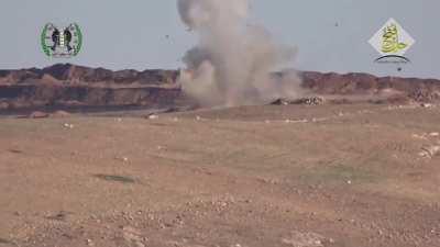 (12/17/2015 Syria) Opposition ATGM TOW direct hit on clustered group of SAA soldiers.