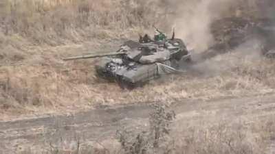 Close-up view of Russian T-90 MBT being torn into pieces after catastrophic explosion