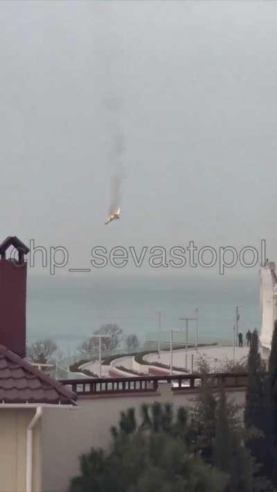 Su-27/Su-35 crashing into the Black Sea near Sevastopol. Shot down by friendly fire.