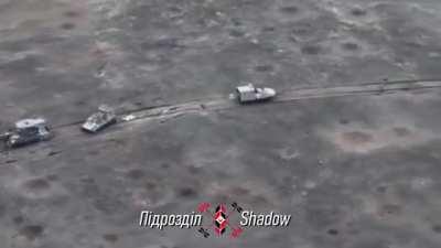 Drone footage of another attempted Russian armored assualt on the Novomykhailivka front.