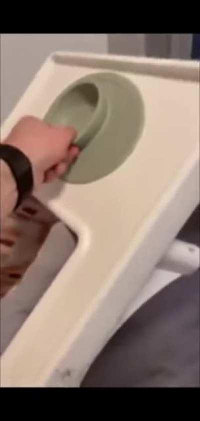 Baby rips off &quot;Baby-proof&quot; plate and then stares right at his dad