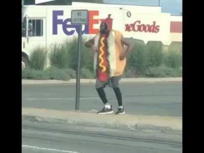 There’s a dancing hotdog on the streets in Fredericksburg and he’s breathing life back into 2020.