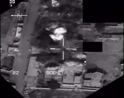 RAAF F18 drops LGB on compound housing ISIS fighters - Iraq, 2015