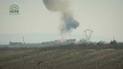 Huge explosion after SAA tank gets hit by a rebel ATGM. Syria