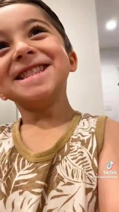 New trend on TikTok where parents give their child the phone to record them dancing but they are actually recording the child’s’ reaction…