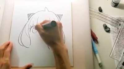 Endo-sensei shows process in drawing Anya [SPY x FAMILY]