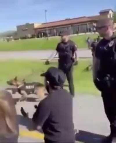 Anti-police protestor accidentally on-purpose backs himself into jaws of leashed K9, mob immediately claims police brutality