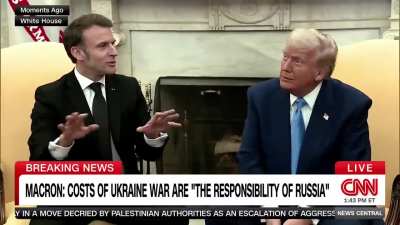 President Emanuel Macron of France just FACT CHECKED Trump to his face after Trump claimed Europe is “getting their money back” from Ukraine “No, in fact, to be frank, we paid. We paid 60% of the total effort.”