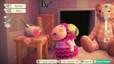 Villagers visiting your house will apparently sing if you have music playing! Watching Stella singing her tiny heart out through the handheld camera has absolutely devastated me 🥺🥺🥺