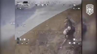 Footage of a Ukrainian kamikaze drone hunting a lost Russian soldier. Combat work drone operators of the 