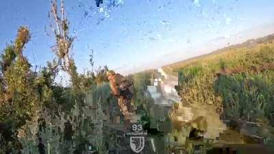 Counter attack on the previously lost position in the area of Klishchiivka from first-person view of soldier from 93rd Separate Mechanized Brigade. Published on July 3, 2024