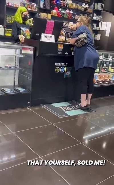 Crazy lady yells at cashier