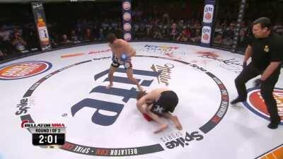 Ryan Couture eats Patricky Pitbull's best punch (left hook) trying to throw a leg kick and faceplants heavily