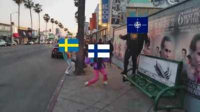 Sweden and Finland joining NATO after Russian threats like: