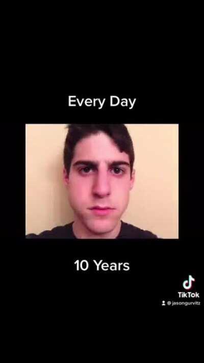 Took a selfie every day for 10 years and then uploaded it into a 60 second TikTok video!