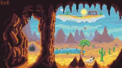 Drew the Terraria Desert Biome in my pixel art style!