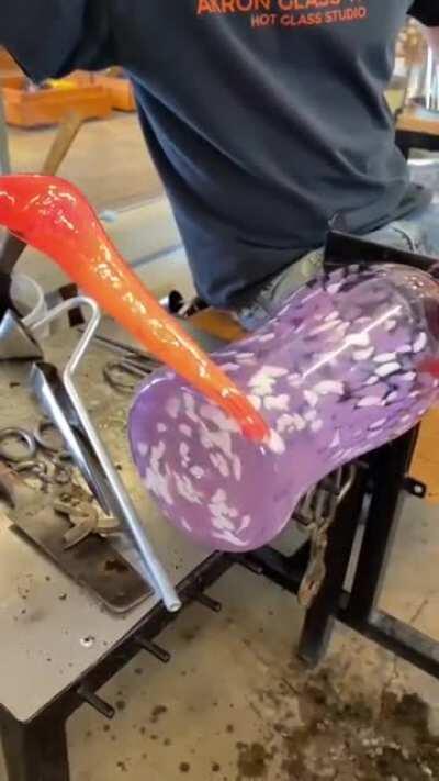 Blowing a glass