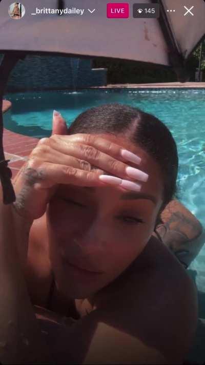 Bad Thick Lightskin Milf in the Pool on IG Live 4/28/24