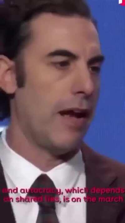 Sacha Baron Cohen adopts a variety of accents and guises for his characters and has been criticized for the racist or prejudiced comments in his movies. He has had various backlashes and lawsuits against him due to his 